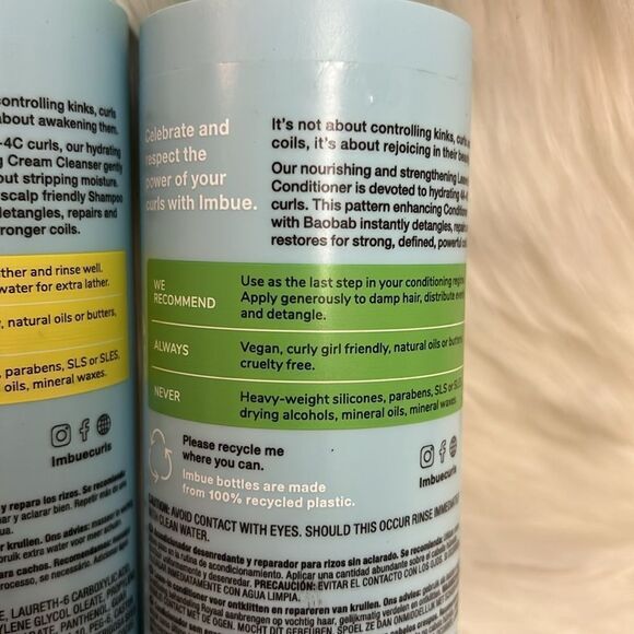 Imbue Coil Awakening Sulfate Free Cleanser and Conditioner 13.5oz each D2 - Picture 8 of 10